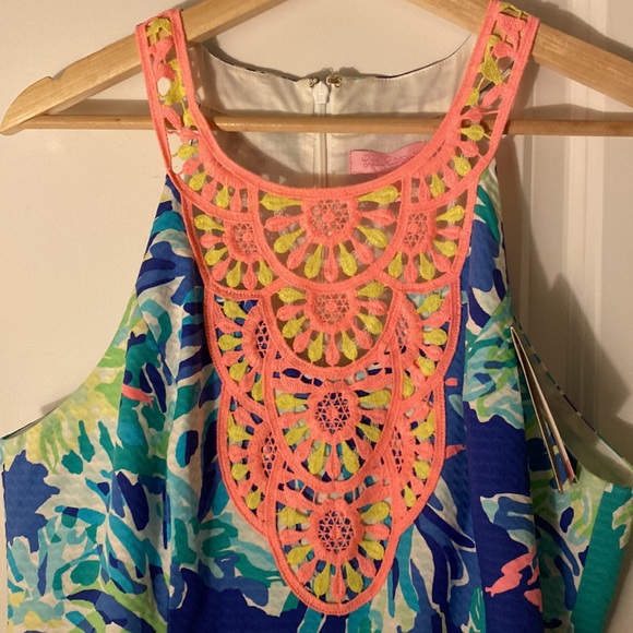 NWT Lilly Pulitzer Scuba Dress Brilliant Blue Wade and Sea Pearl Shift Printed - Picture 9 of 10